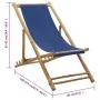 Bamboo and Navy Canvas Beach Chair by vidaXL, Garden chairs - Ref: Foro24-313019, Price: 55,26 €, Discount: %