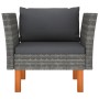 Gartensofa aus synthetischem Rattan und massivem Eukalyptusholz von vidaXL, Modulare Sofas für den Außenbereich - Ref: Foro24...