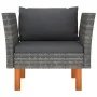 Gartensofa aus synthetischem Rattan und massivem Eukalyptusholz von vidaXL, Modulare Sofas für den Außenbereich - Ref: Foro24...