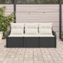 Conjunto de sofá de jardín con cojín 3 pcs Negro Poliratán