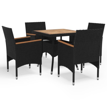 Gartenmöbel 5 Stück schwarz und Akazie synthetischen Rattan von vidaXL, Gartensets - Ref: Foro24-3058326, Preis: 307,85 €, Ra...