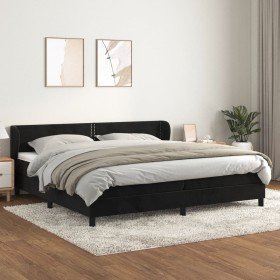 Cama box spring con colchón terciopelo negro 200x200 cm en Camas y somieres | Comprar online en Foro24