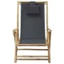 Relaxsessel aus Bambus und dunkelgrauem Stoff von vidaXL, Gartenstühle - Ref: Foro24-313024, Preis: 73,89 €, Rabatt: %
