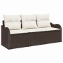 Conjunto de sofá de jardín con cojín 3 pcs Marrón Poliratán