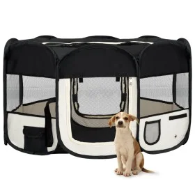 Foldable dog playpen and transport bag black 145x145x61cm by vidaXL, Dog kennels and fences - Ref: Foro24-171008, Price: 59,5...