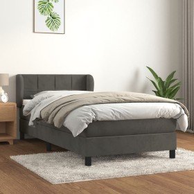 Cama box spring con colchón terciopelo gris oscuro 90x190 cm Cama box spring con colchón terciopelo gris oscuro 90x190 cm