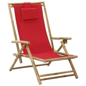 Relaxsessel aus Bambus und rotem Stoff von vidaXL, Gartenstühle - Ref: Foro24-313026, Preis: 54,40 €, Rabatt: %