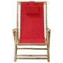 Reclining bamboo and red fabric relaxation chair by vidaXL, Garden chairs - Ref: Foro24-313026, Price: 54,49 €, Discount: %