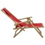 Reclining bamboo and red fabric relaxation chair by vidaXL, Garden chairs - Ref: Foro24-313026, Price: 54,49 €, Discount: %