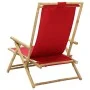 Reclining bamboo and red fabric relaxation chair by vidaXL, Garden chairs - Ref: Foro24-313026, Price: 54,49 €, Discount: %