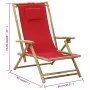Reclining bamboo and red fabric relaxation chair by vidaXL, Garden chairs - Ref: Foro24-313026, Price: 54,49 €, Discount: %