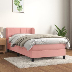 Cama box spring con colchón terciopelo rosa 90x190 cm Cama box spring con colchón terciopelo rosa 90x190 cm