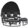 Tumbona cama de jardín con capota y cojines ratán PE negro by , Outdoor beds - Ref: Foro24-4108234, Price: 357,88 €, Discount: %