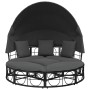 Tumbona cama de jardín con capota y cojines ratán PE negro by , Outdoor beds - Ref: Foro24-4108234, Price: 357,88 €, Discount: %
