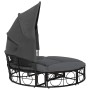 Tumbona cama de jardín con capota y cojines ratán PE negro by , Outdoor beds - Ref: Foro24-4108234, Price: 357,88 €, Discount: %