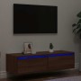 Mueble de TV con luces LED roble marrón 100X35,5x25 cm by , TV Furniture - Ref: Foro24-860244, Price: 85,55 €, Discount: %