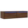 Mueble de TV con luces LED roble marrón 100X35,5x25 cm by , TV Furniture - Ref: Foro24-860244, Price: 85,55 €, Discount: %