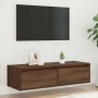 Mueble de TV con luces LED roble marrón 100X35,5x25 cm by , TV Furniture - Ref: Foro24-860244, Price: 85,55 €, Discount: %