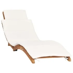 Folding sun lounger with cream white cushion solid teak wood by vidaXL, Loungers - Ref: Foro24-310667, Price: 189,07 €, Disco...
