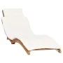 Folding sun lounger with cream white cushion solid teak wood by vidaXL, Loungers - Ref: Foro24-310667, Price: 189,07 €, Disco...