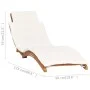 Folding sun lounger with cream white cushion solid teak wood by vidaXL, Loungers - Ref: Foro24-310667, Price: 189,07 €, Disco...
