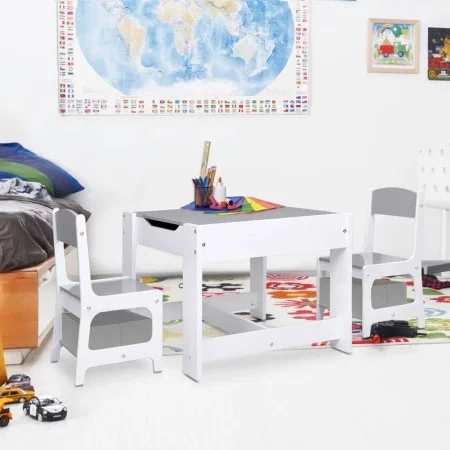 Kinder-Tisch mit 2 Stühlen aus weißem MDF. von vidaXL, Möbelsets für Babys und Kleinkinder - Ref: Foro24-80283, Preis: 111,72...