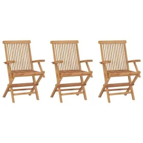 Folding garden chairs 3 units solid teak wood by vidaXL, Garden chairs - Ref: Foro24-315444, Price: 197,91 €, Discount: %