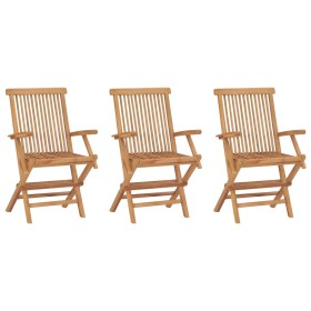 Sillas de jardín plegables 3 unidades madera maciza de teca de vidaXL, Sillas de jardín - Ref: Foro24-315444, Precio: 230,21 ...