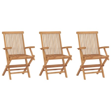 Folding garden chairs 3 units solid teak wood by vidaXL, Garden chairs - Ref: Foro24-315444, Price: 230,21 €, Discount: %