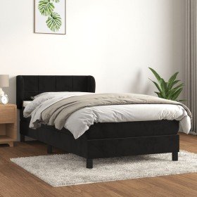 Cama box spring con colchón terciopelo negro 100x200 cm Cama box spring con colchón terciopelo negro 100x200 cm