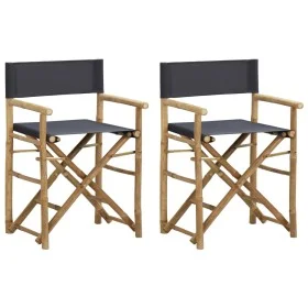 Folding director chairs 2 pieces bamboo and dark gray fabric by vidaXL, Garden chairs - Ref: Foro24-313029, Price: 67,43 €, D...