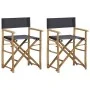Folding director chairs 2 pieces bamboo and dark gray fabric by vidaXL, Garden chairs - Ref: Foro24-313029, Price: 68,04 €, D...