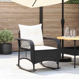 Silla mecedora de jardín con cojines ratán sintético negro by , Garden chairs - Ref: Foro24-4104193, Price: 110,57 €, Discoun...