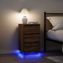 Mesilla de noche con luces LED roble marrón 38x34x65 cm by , Nightstands - Ref: Foro24-861307, Price: 73,52 €, Discount: %