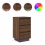 Mesilla de noche con luces LED roble marrón 38x34x65 cm by , Nightstands - Ref: Foro24-861307, Price: 73,52 €, Discount: %
