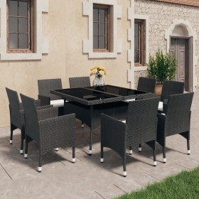 Garden dining set 9 pieces PE rattan and black glass by vidaXL, Garden sets - Ref: Foro24-3058338, Price: 538,32 €, Discount: %