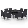 Garden dining set 9 pieces PE rattan and black glass by vidaXL, Garden sets - Ref: Foro24-3058338, Price: 677,62 €, Discount: %