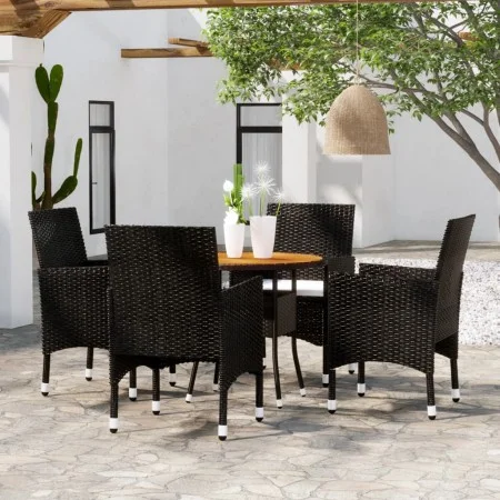 5-teiliges Garten-Ess-Set aus schwarzem synthetischem Rattan von vidaXL, Gartensets - Ref: Foro24-3058492, Preis: 327,14 €, R...