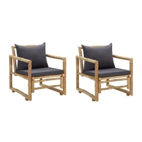 Sillas de jardín con cojines 2 unidades bambú de vidaXL, Sillas de jardín - Ref: Foro24-315599, Precio: 213,92 €, Descuento: %