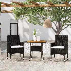 3-Piece Black Synthetic Rattan Garden Dining Set by vidaXL, Garden sets - Ref: Foro24-3058482, Price: 220,53 €, Discount: %