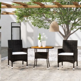 3-teiliges Garten-Ess-Set aus schwarzem synthetischem Rattan von vidaXL, Gartensets - Ref: Foro24-3058482, Preis: 208,98 €, R...