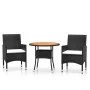 3-teiliges Garten-Ess-Set aus schwarzem synthetischem Rattan von vidaXL, Gartensets - Ref: Foro24-3058482, Preis: 220,53 €, R...