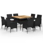 Set de comedor de jardín 9 pzas ratán PE y madera acacia negro