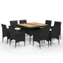 Set de comedor de jardín 9 pzas ratán PE y madera acacia negro de vidaXL, Conjuntos de jardín - Ref: Foro24-3058342, Precio: ...