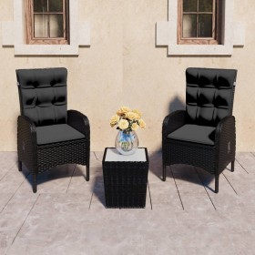 Garden table and chairs 3 pieces synthetic rattan and black glass by vidaXL, Garden sets - Ref: Foro24-3058536, Price: 282,12...