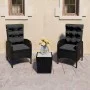 Garden table and chairs 3 pieces synthetic rattan and black glass by vidaXL, Garden sets - Ref: Foro24-3058536, Price: 334,89...