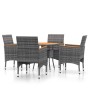 Juego de comedor de jardín 5 piezas ratán sintético gris de vidaXL, Conjuntos de jardín - Ref: Foro24-3058497, Precio: 352,04...