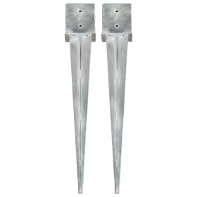 Picas de tierra 2 uds acero galvanizado plateado 14x14x91 cm von , Spikes zur Verankerung im Boden - Ref: Foro24-145427, Prei...