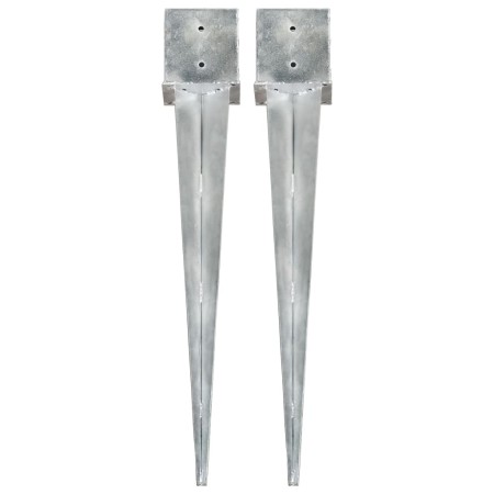 Picas de tierra 2 uds acero galvanizado plateado 14x14x91 cm by , Spikes for anchoring in the ground - Ref: Foro24-145427, Pr...