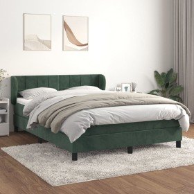 Cama box spring con colchón terciopelo verde oscuro 140x200 cm Cama box spring con colchón terciopelo verde oscuro 140x200 cm